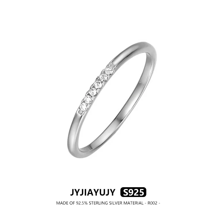 

JYJIAYUJY 100% Sterling Silver S925 Mini White Zirconia Closed Ring Hypoallergenic Female Fashion Jewelry Gift R002