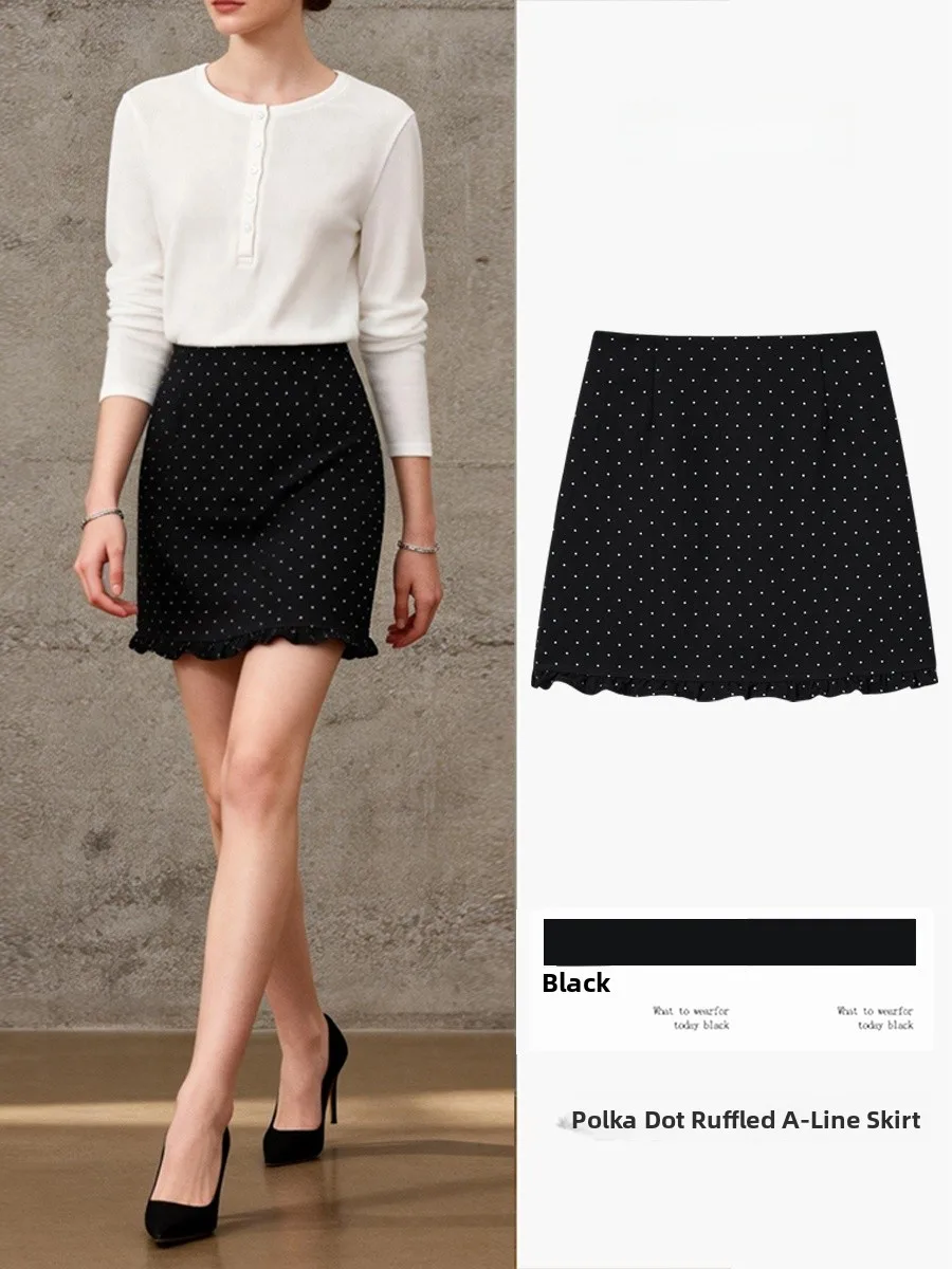 

High Waist Polka Dot A-Line Skirt Women's Casual Commute Slimming ort Skirt Spring Autumn New Sle Polyester Fiber