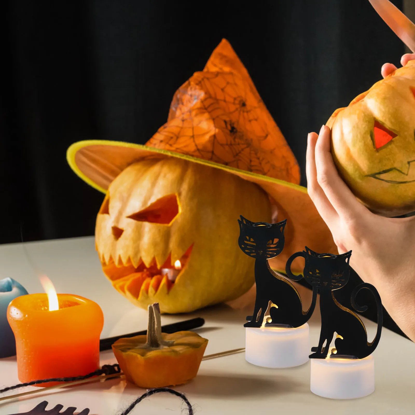 

2 Pcs LED Light Soft Non Dazzling Plastic Halloween Flameless Candles for Party Girly Room Decoration