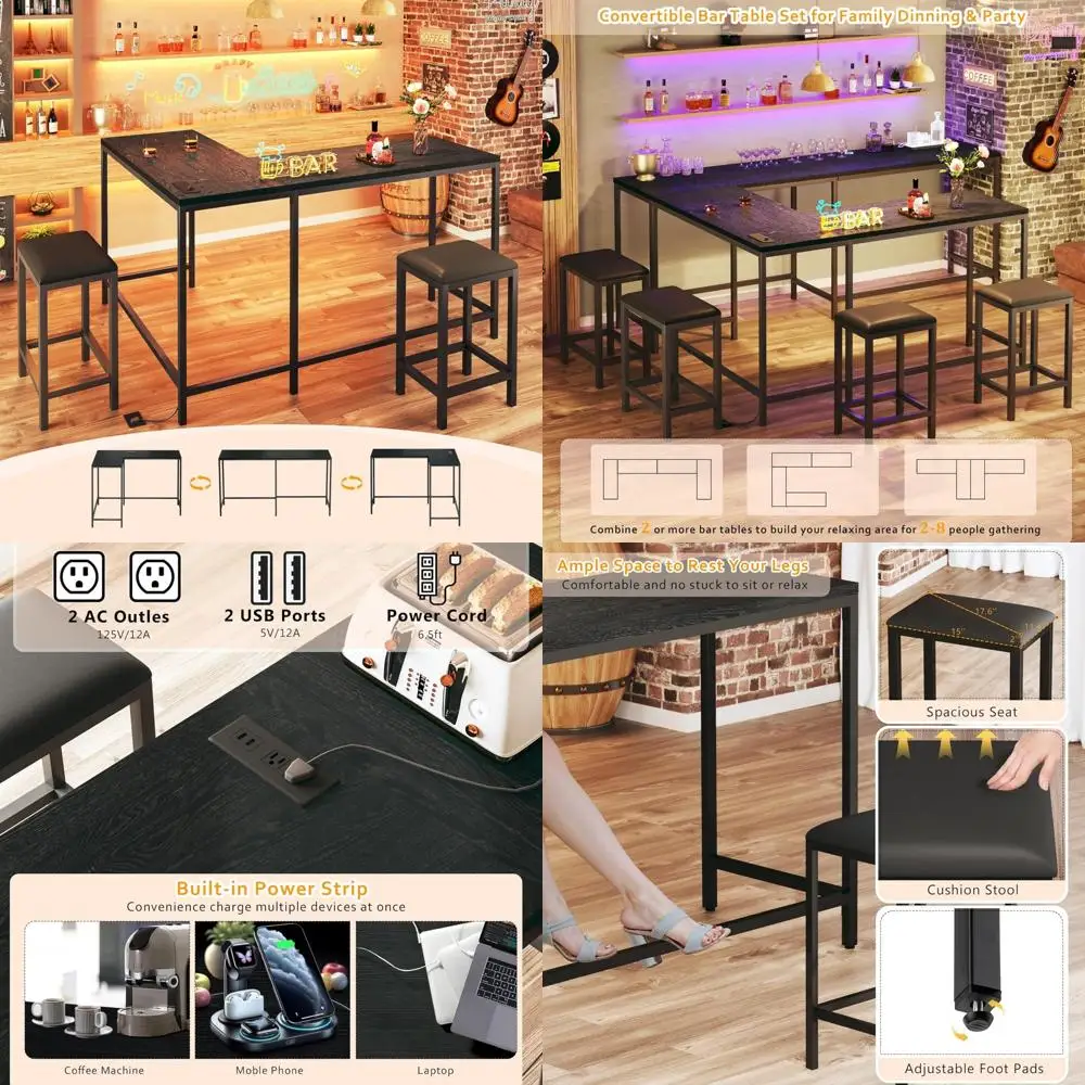 

Обеденный набор на столешнице для кухонного стола 2–4, 63 Г-образной формы, 3 предмета с розетками, небольшое обеденное решение