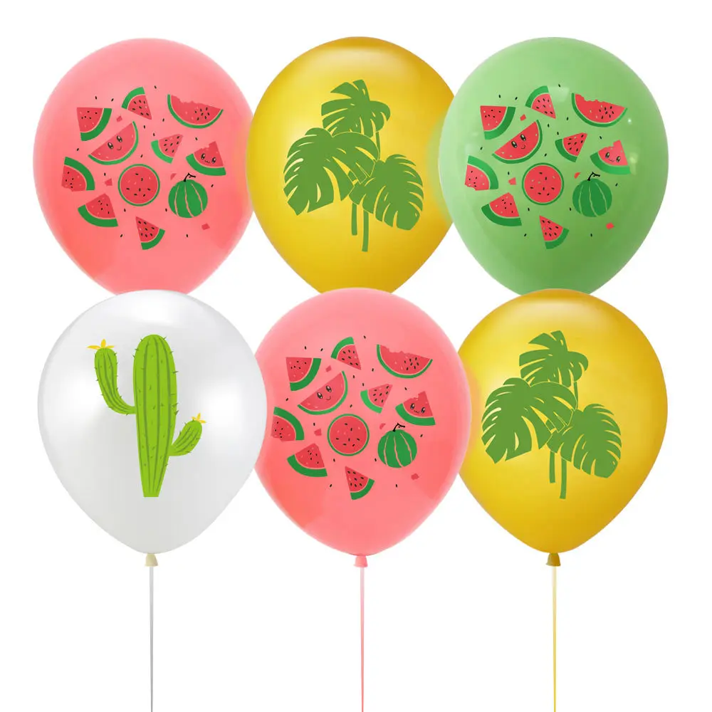 

Hawaiian Party Decor Cactus Pineapple Turtle Leaf Birthday Balloon Flag Cake Flag Set