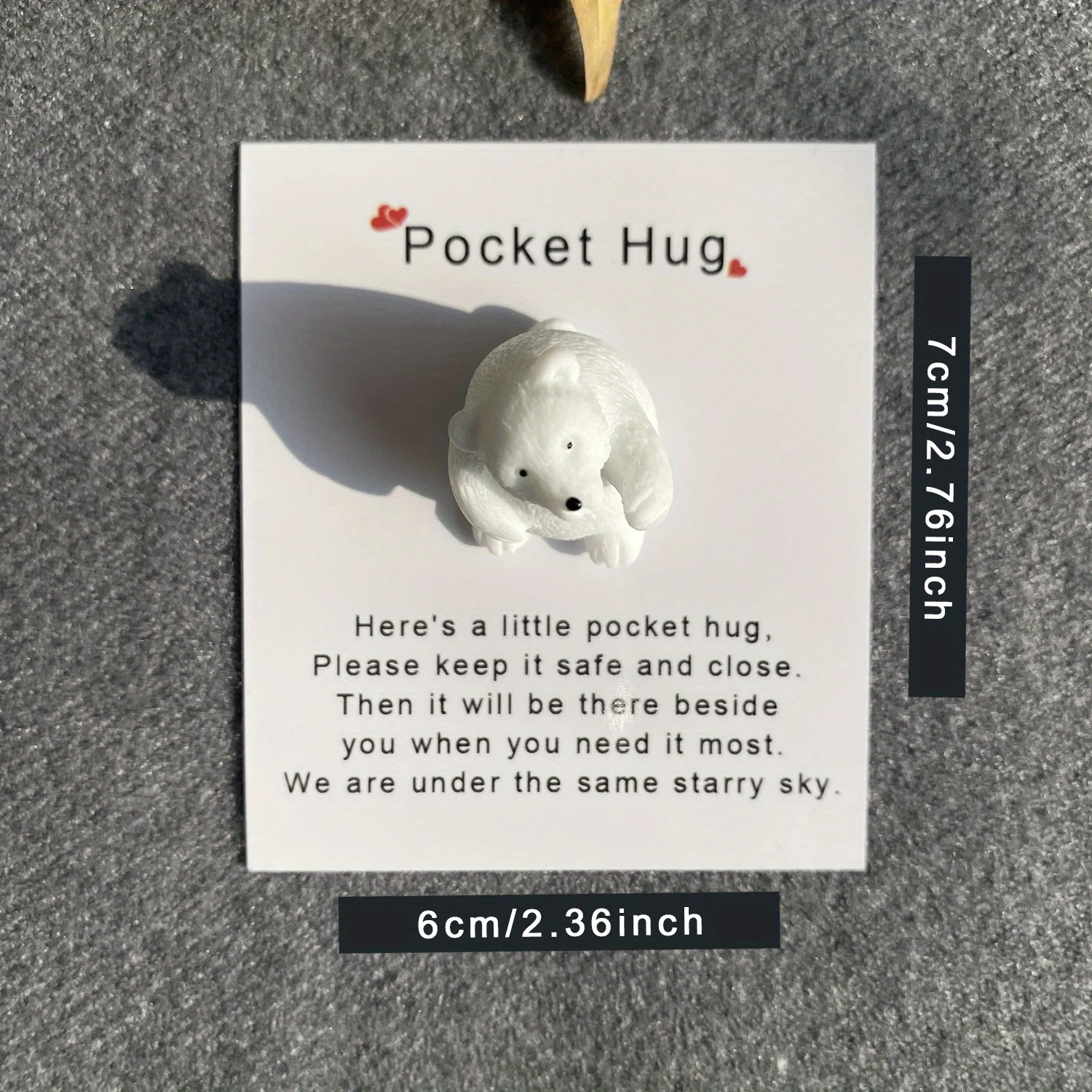 A Little Pocket Hug,  Mini Cute seal, polar bear encouragement resin card,Encourage Birthday Wedding Party Christmas Penguin Gif