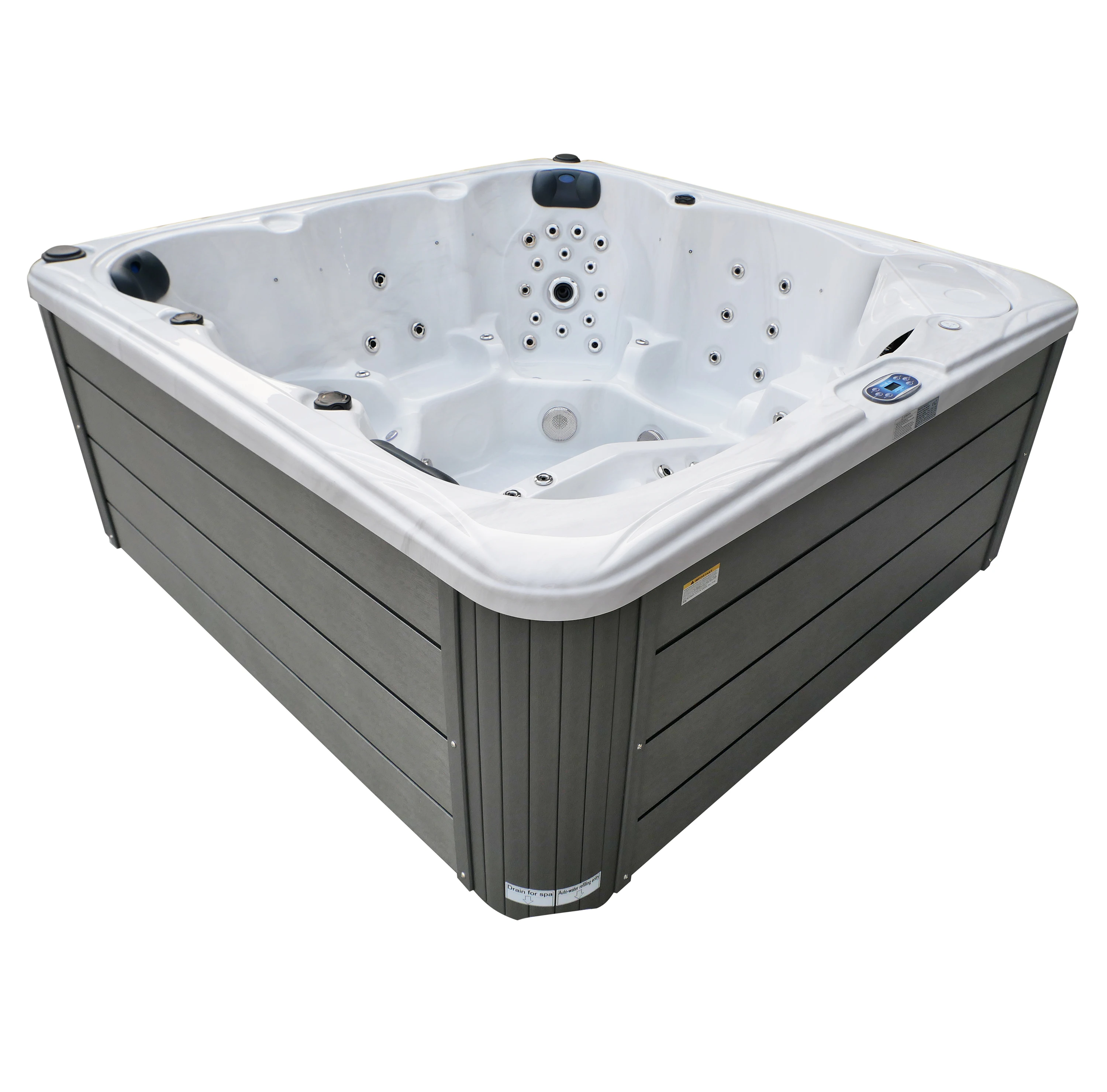 6 Person Hot Tub, US Aristech Acrylic, 2200x2200x950mm Outdoor Spa Whirlpool, Freestanding Balboa Hydrotherapy Tub