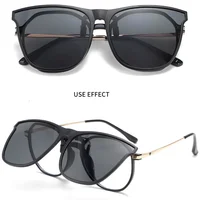 Polarized Clip On Sunglasses Men Car Driver Goggles UV400 Sun Glasses Anti Glare Vintage Square Glasses