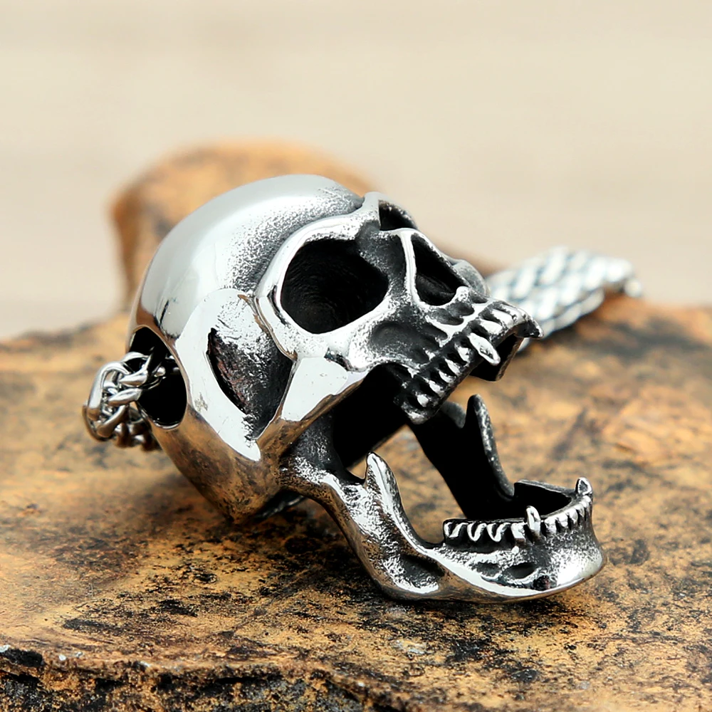 Vintage Gothic Schädel Anhänger Halsketten für Männer Frauen Punk 316L Edelstahl Schädel Halskette Mode Biker Schmuck Zubehör