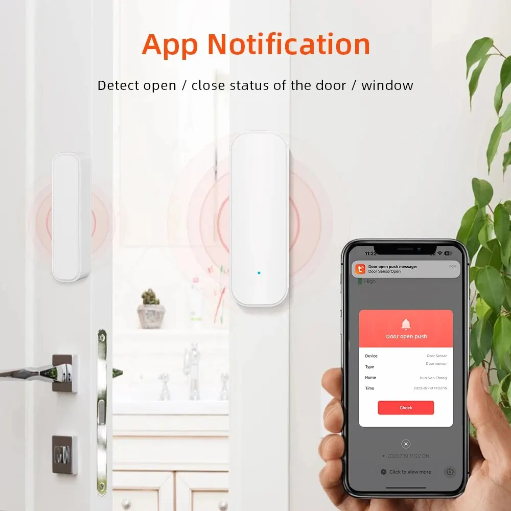 Tuya WiFi or Zigbee Window Door Sensor With Battery Smart Home Security Alarm System Voice Control Via Alexa Google Home Smart