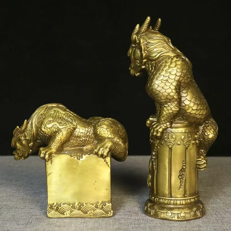 - , brass mascot ornament, -absorbing mythical , auspicious beast, water-repelling dragon, ce