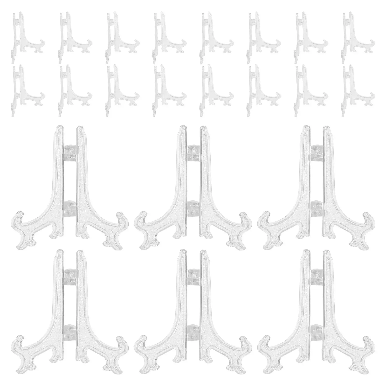 40Pcs Plastic Plate Easel Stand Clear Foldable Display Holder for Plates Pictures Albums Collectibles Desktop Display Rack