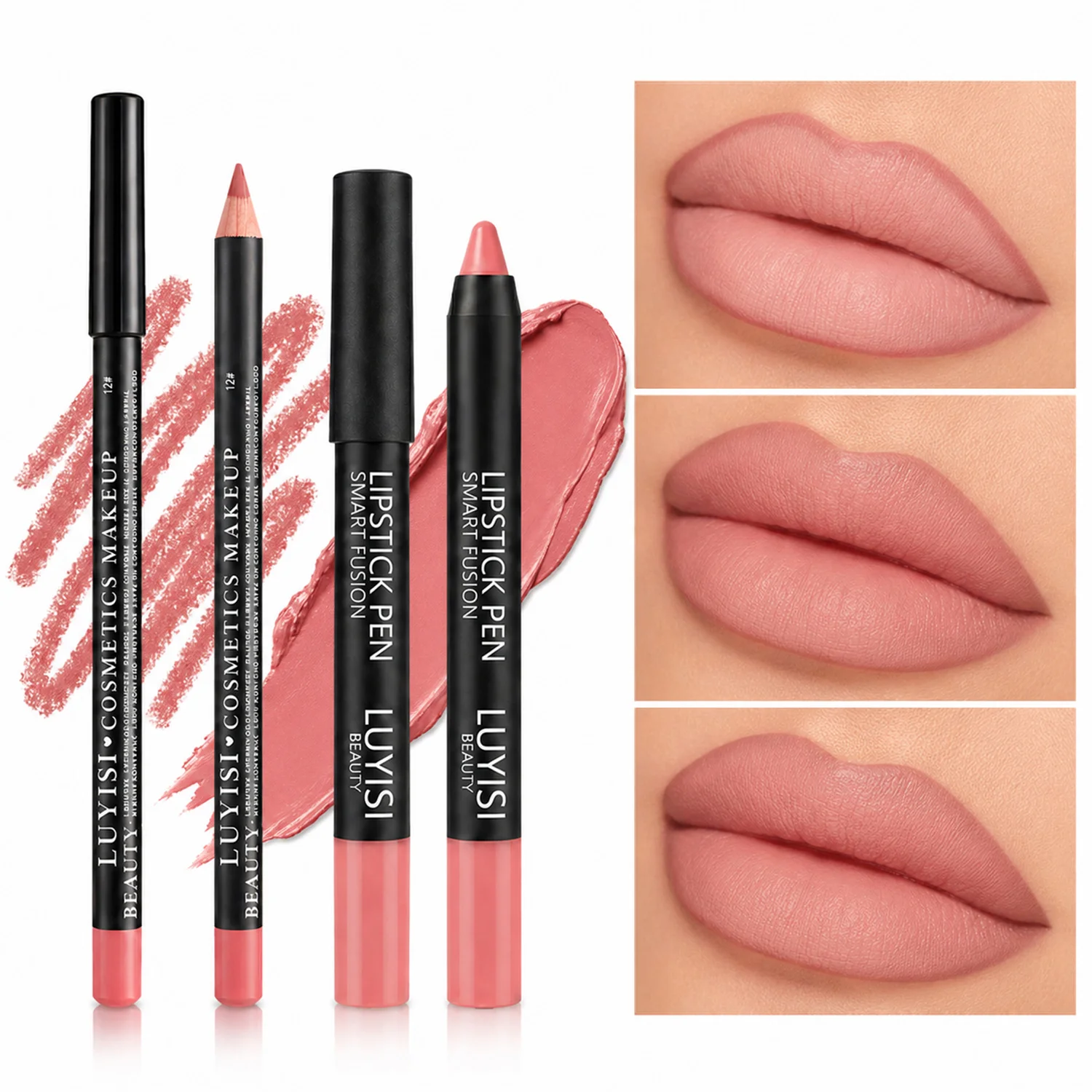 Highly Pigmented Lip Makeup Set:1pc Matte Lip Liner +1pc Velvet Lipstick,Buildable Coverage-Waterproof,Smudge-Proof,All Day Wear