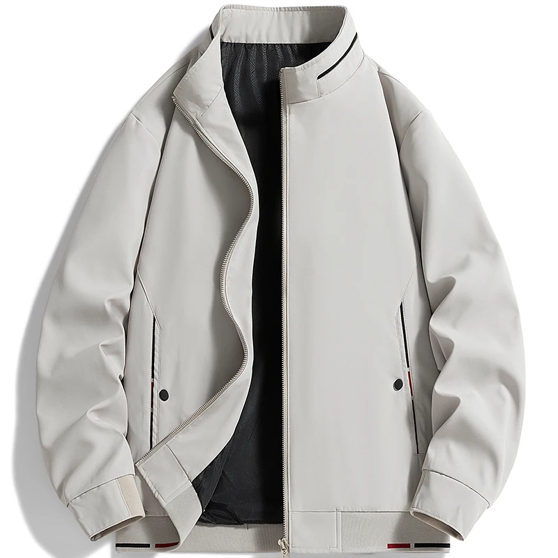 Spring Autumn Fashion Men Jackets Coats 2026 Trend New Stand Collar Male Clothes Outdoor Casual Outerwear Solid Color All-match