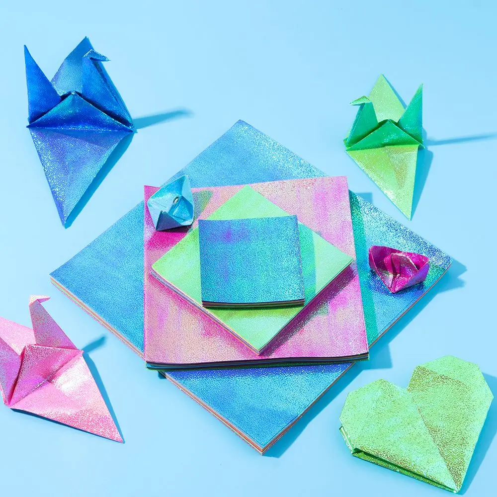 Gemischte glänzende Farbe glitzerndes Origami-Papier einseitige quadratische Faltpapiere Multi-Size-Scrapbooking-Dekor DIY-Zubehör