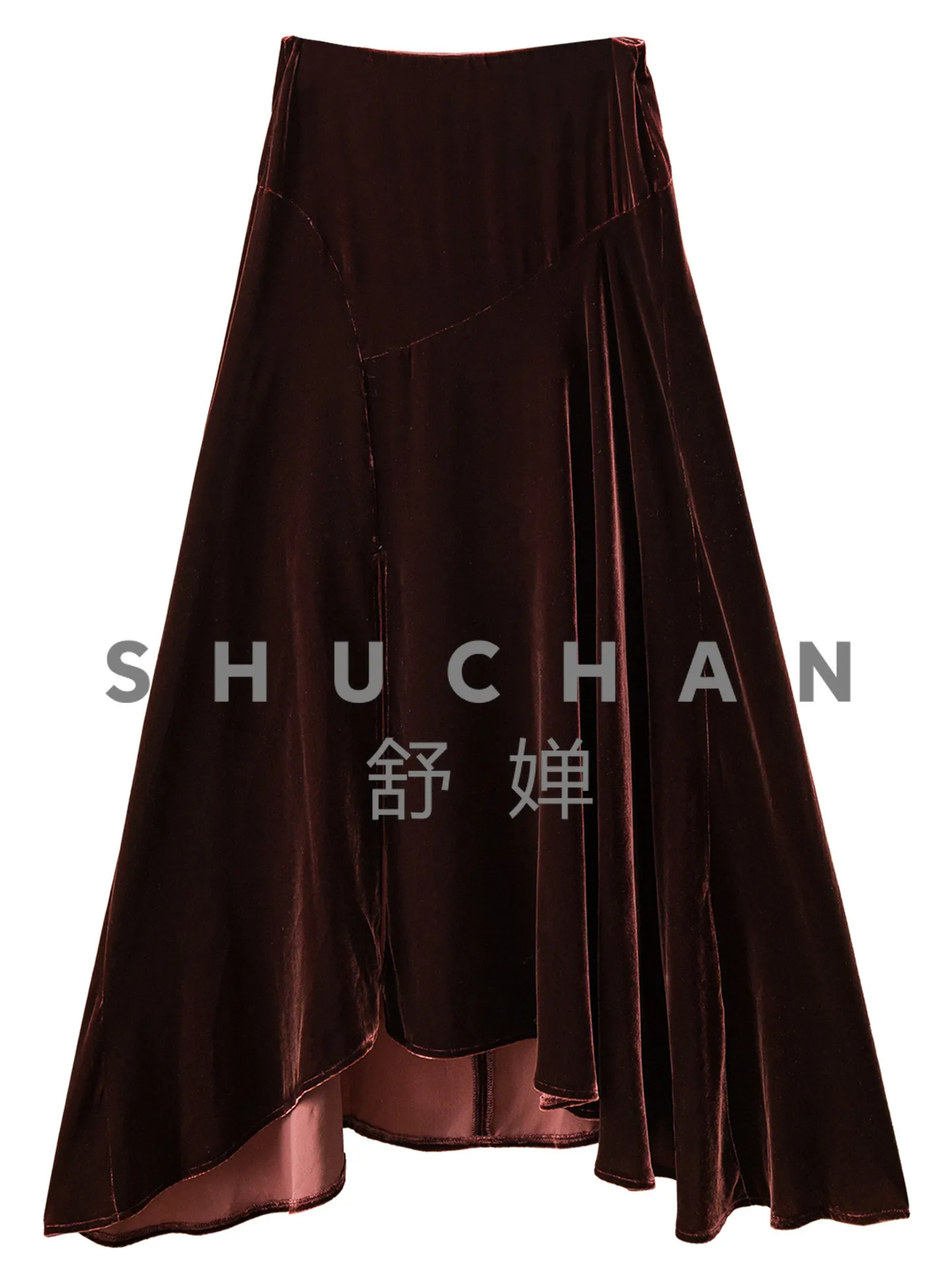 

Intellectually Charming Design Retro Silk Velvet Irregular Hem Skirt Women 38J6 Long Skirts for Women