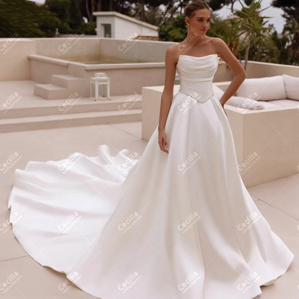 

Simple Wedding Dresses A Line Bridal Gowns Sleeveless Backless Robes For Formal Party Elegant Vestidos De Novia Customized 2025