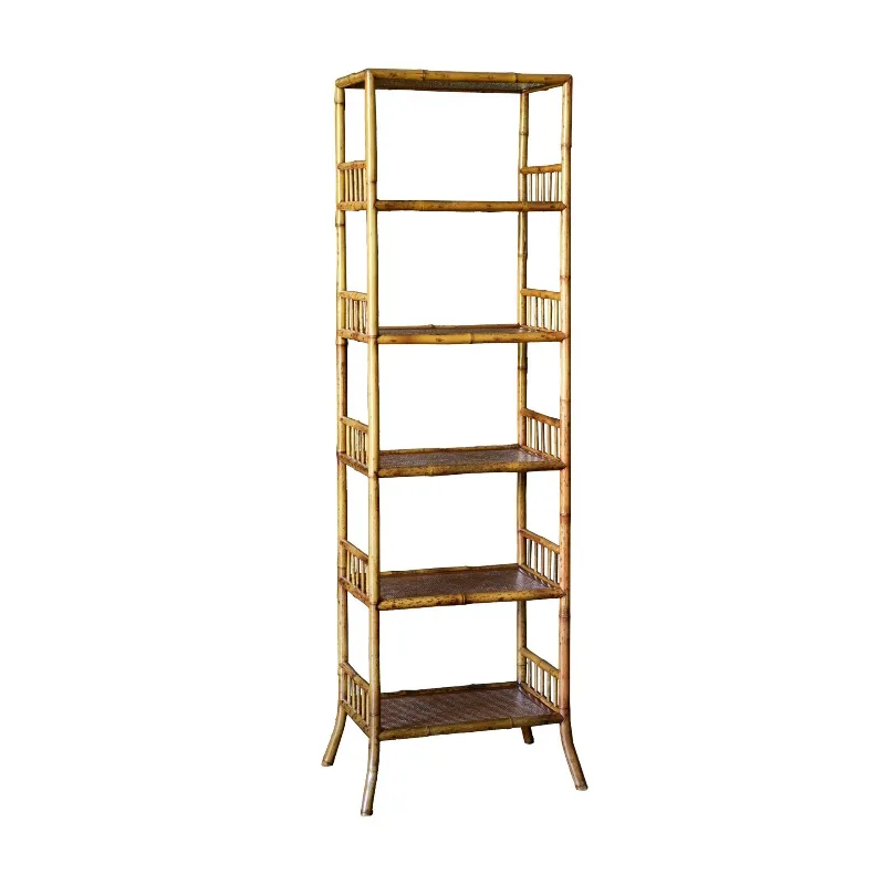 New Chinese-style mat storage rack, tea shed living room multi-layer bookshelf, tea set display rack floor-to-ceiling Bogu rack