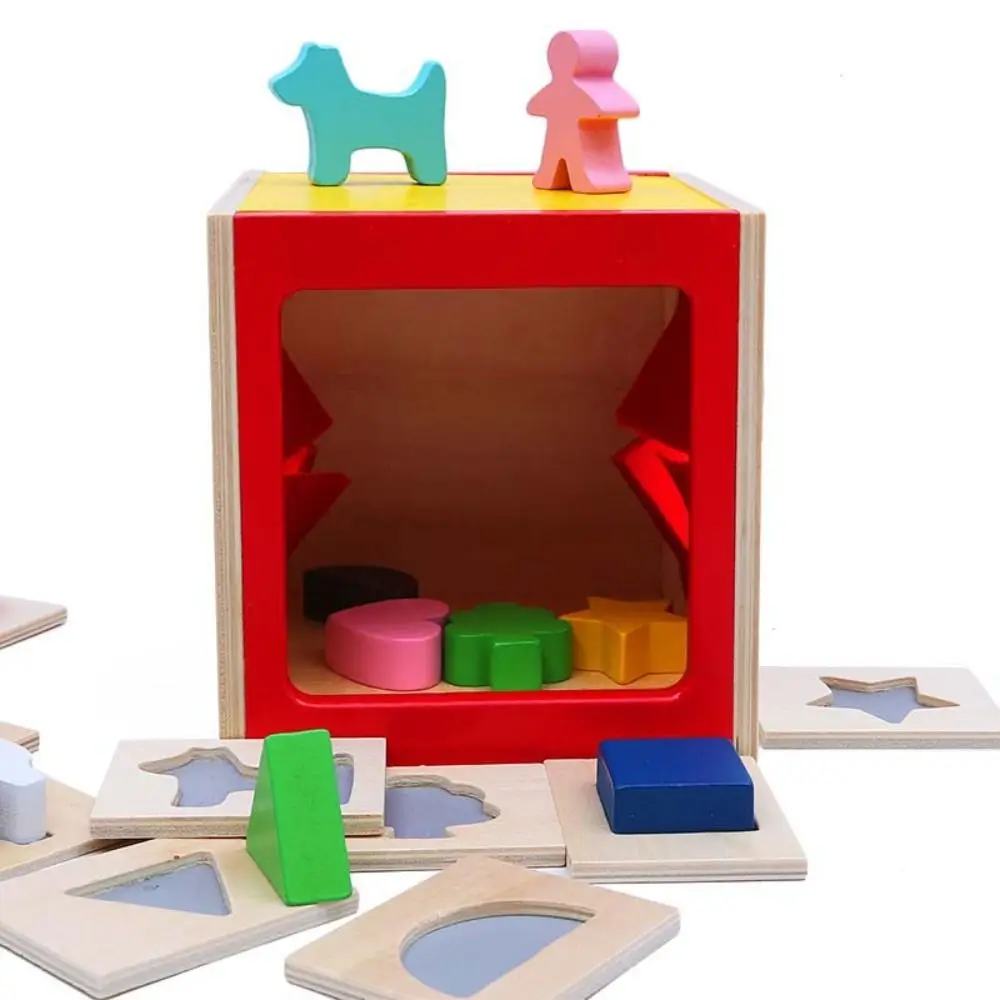 

Educational Touch Thinking Shape Toy Box Early Learning Fun Shape Sorter Toy Wooden Montessori Geometric Shape Puzzle Pieces