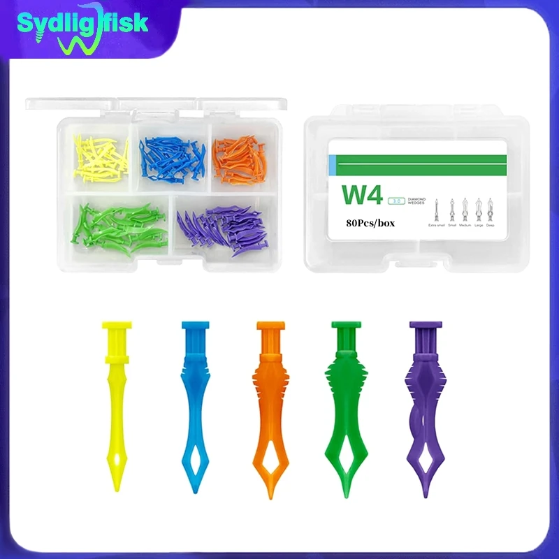 New 80Pcs Dental Diamond Wedges Disposable Plastic Tooth Gap Wedge Sectional Matrix System Adaptive Interdental Wedges Dentistry