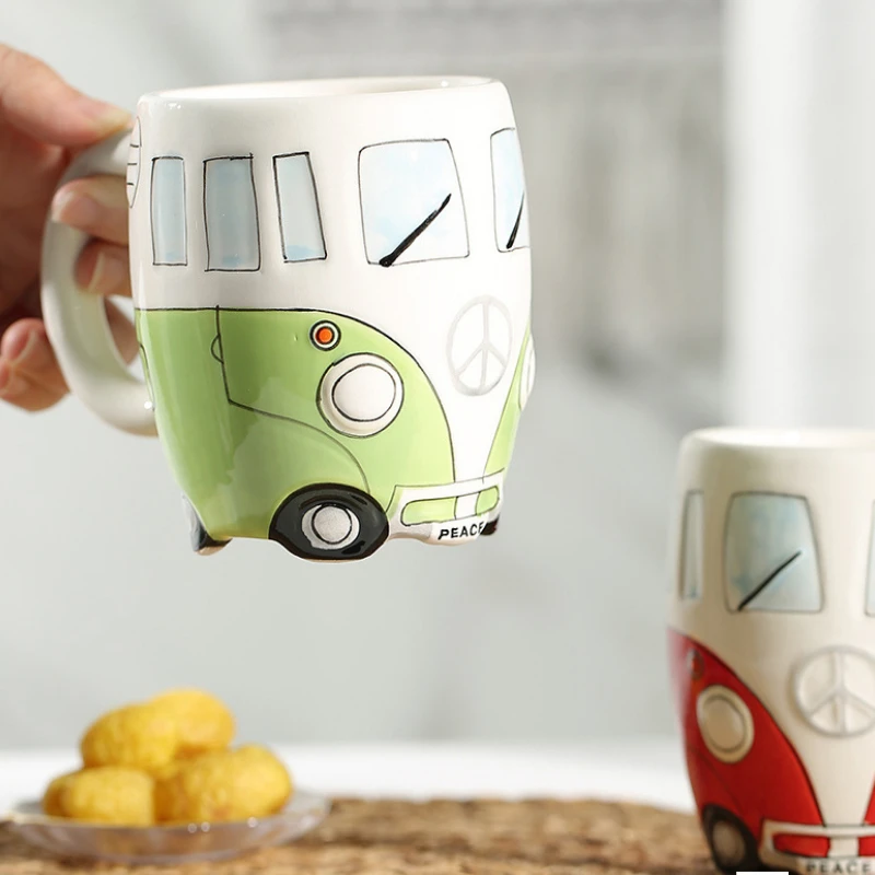 

Creative Automobile Head Hand-made Ceramic Cup Chocolate Milk Cup Animal Mug Cartoon Bus Milk Tea Cup Children Cute Coffee Cup