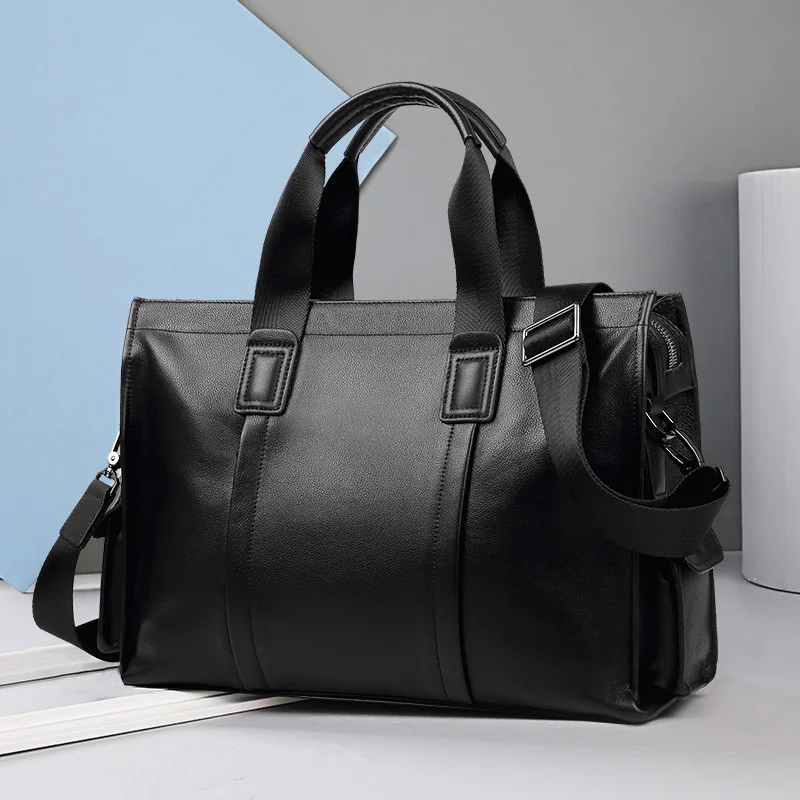 Leather men's bag simple casual men's briefcase first layer cowhide computer bag large capacity messenger men's handbag