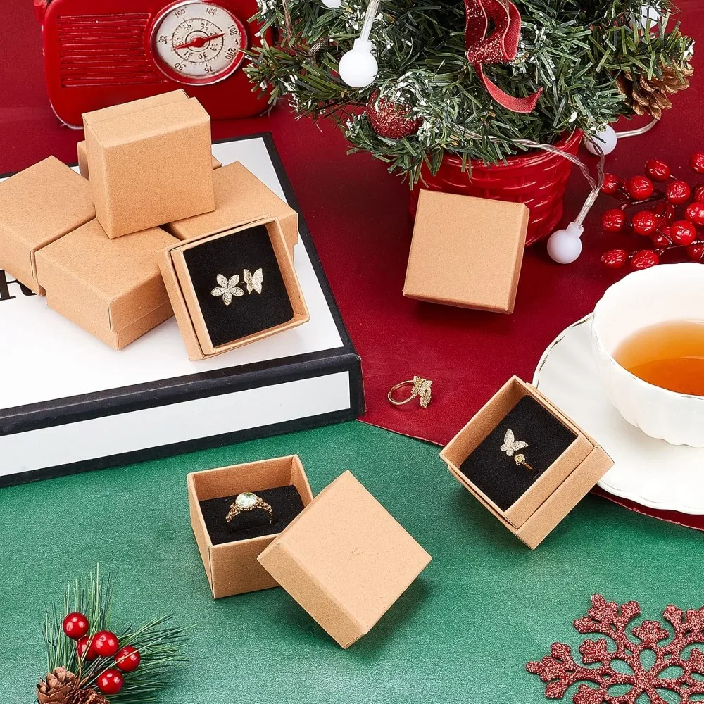 24 Pcs Square Cardboard Jewelry Set Boxes with Sponge Inside for Jewelry Bracelet Necklace Pendants Ring Crafts Birthday