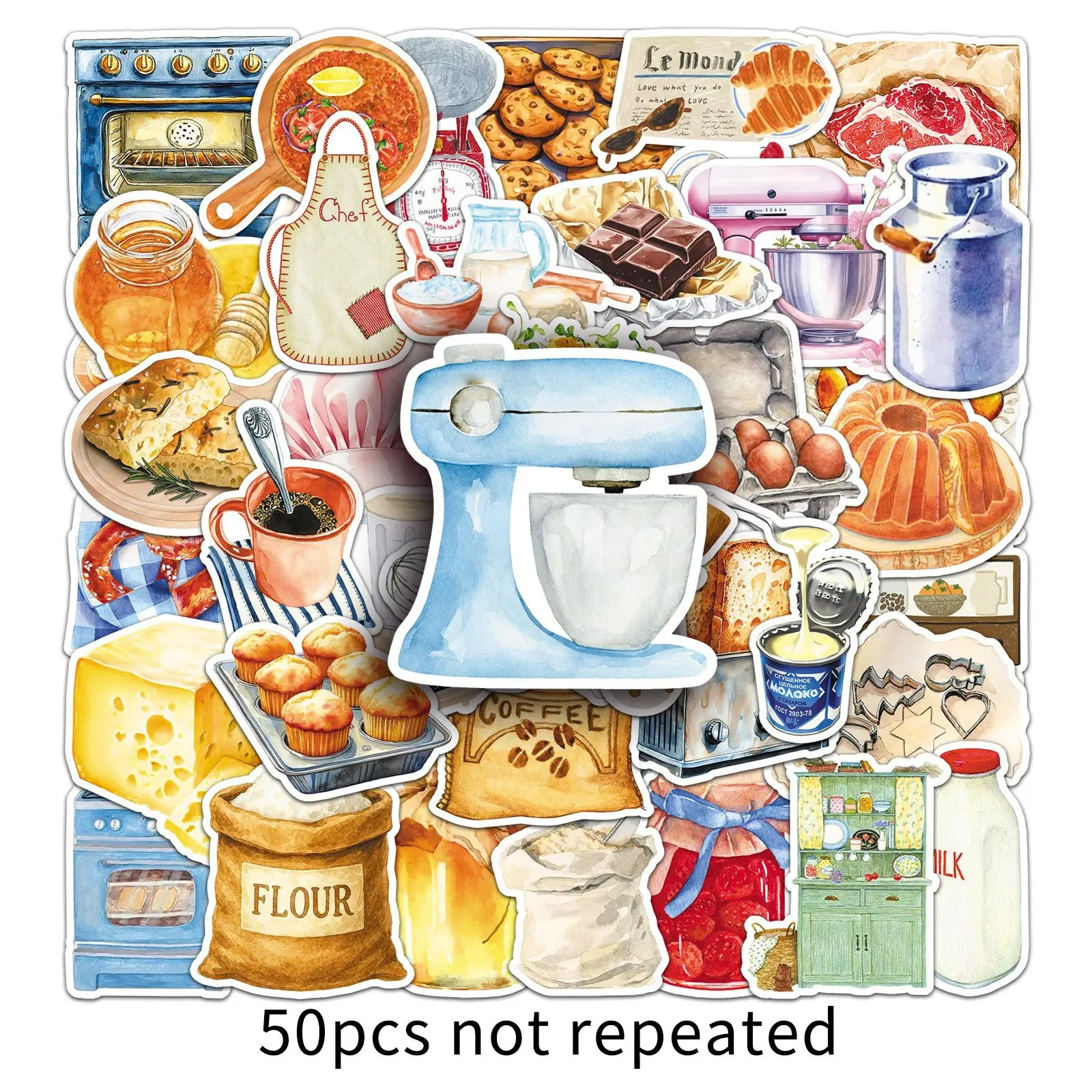 50 pezzi di cottura, guarigione, rinfresco, adesivi per cartoni animati, decorazione, valigia, scrapbooking, telefono, laptop, cancelleria, giocattolo regalo