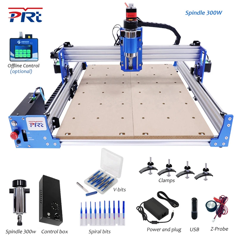 PRTCNC Engraving Machine Engraver Benchtop 4040 CNC Router DIY Laser GRBL ER11 for Wood PCB Acrylic PVC Leather Bamboo Metal MDF