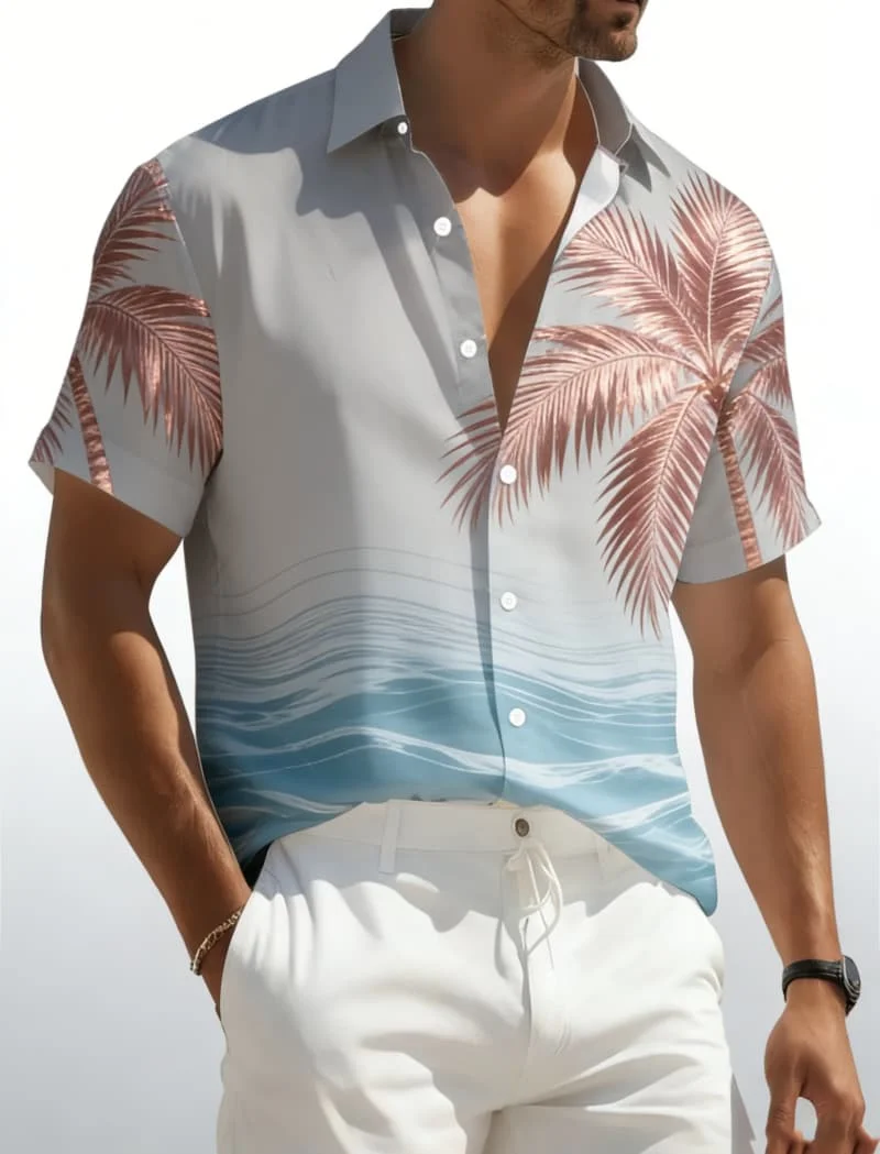 

Men's Vacation Style Print Short Sleeve Shirt Summer Casual Fashion For Daily Wear Holiday Beach And Street Style Outfits