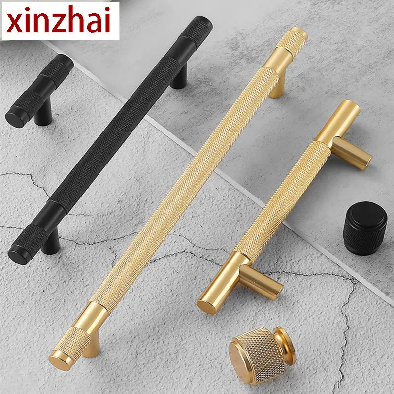 Gold Knurled Handles For Cabinet And Drawer Aluminum Alloy Wardrobe Handles Kitchen Cabinet Pulls Knurled Drawer Knobs