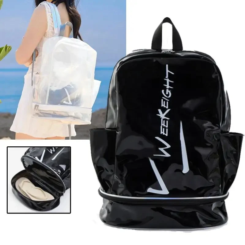 

PVC Sport Fitness Backpack Dry Wet Gym Yoga Bag with Shoes Pack Outdoor Hiking Swimming Bags Large Beach Training Clear Rucksack