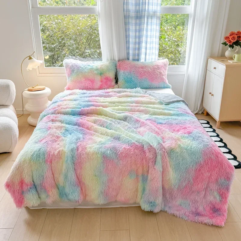 New High Gram Weight Mink Fleece Blanket Long Hair PV Fleece Flannel Double Fabric Quilt Cover Blanket