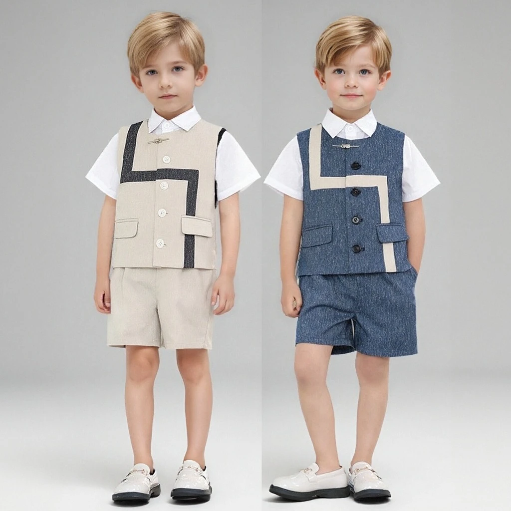 

Маленький джентльмен, комплект пиджаков на свадьбу, день рождения, летние шорты для маленьких мальчиков, синий элегантный формальный детский наряд для выступлений на фортепиано