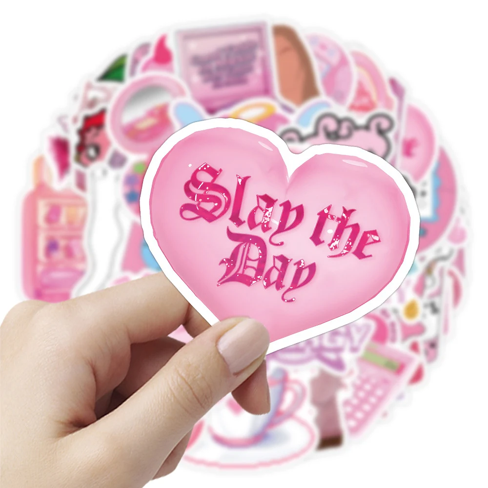 10/30/50pcs Y2K Series Pink Cartoon Stickers Girls Aesthetics Sticker Scrapbooking Suitcase Car Laptop Kawaii Decorative Decals