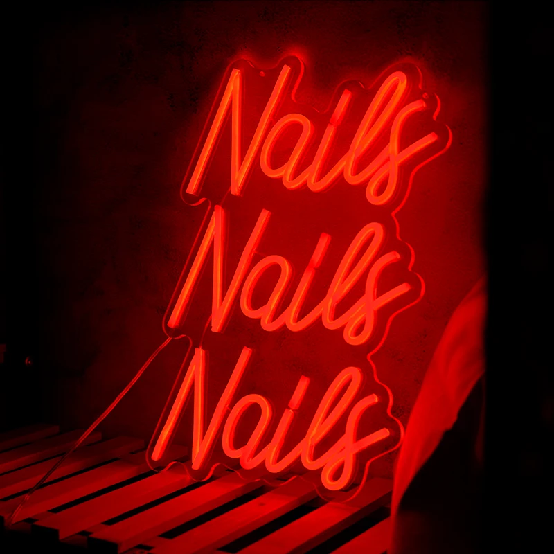 

Nails Nails Nails Neon Sign Beauty Room Decor for Lashes Nail Shop Studio Room Welcome Hanging Decoration Led Custom Sign