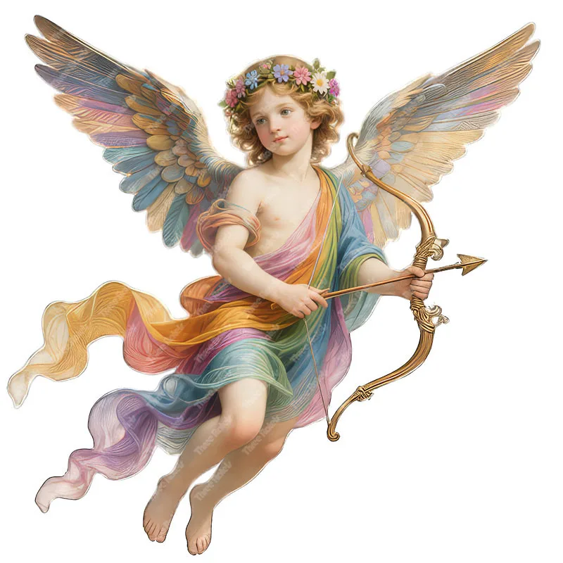 Three Ratels CFN153 angel holding a bow and arrow colorful classic wall stickers for home decoration car body decals