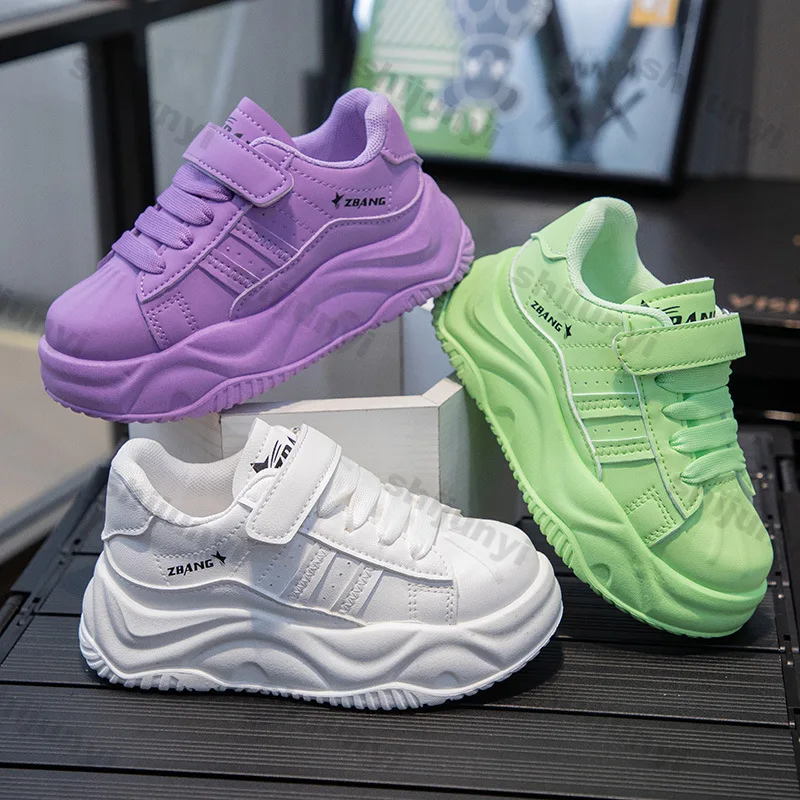 

Children's Casual Shoes 2025 Spring Autumn Boys' White Platform Sneakers Comfortable Lightweight Non Slip Fashion Girls' Flats