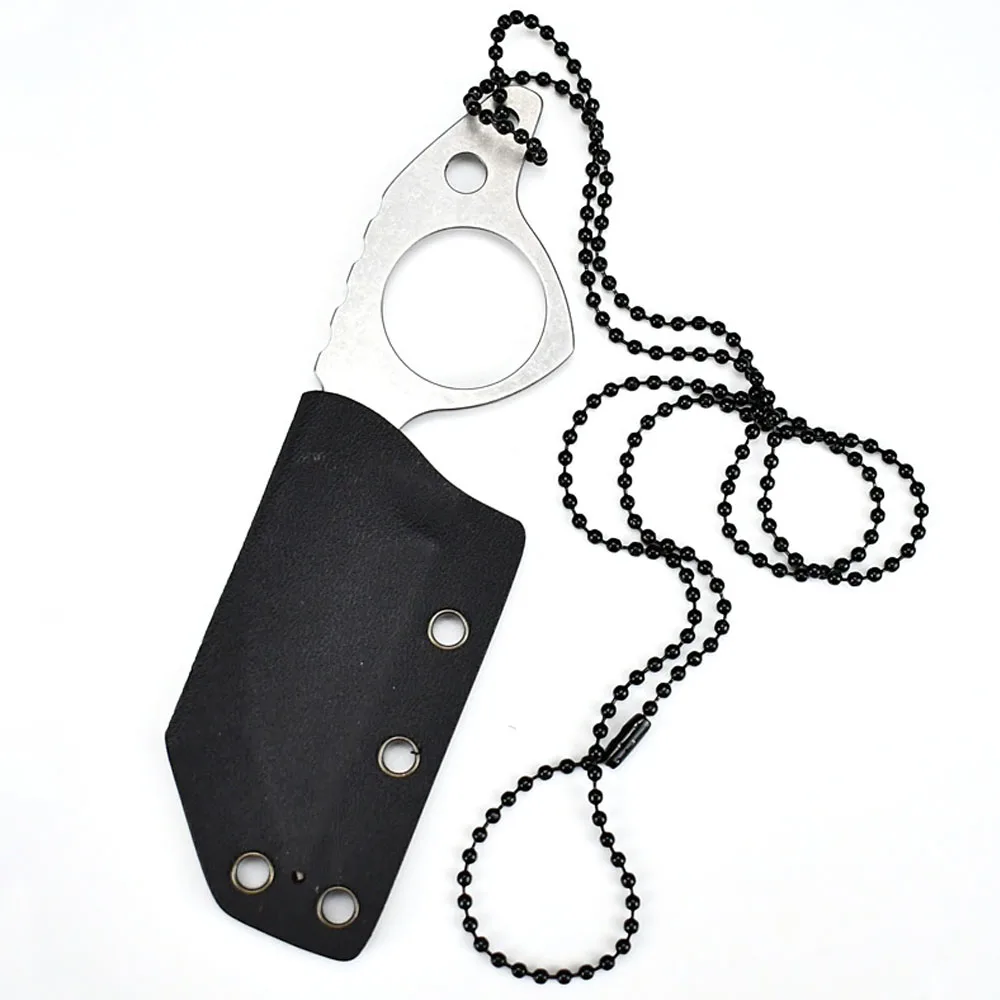 Nóż na szyję ze stali nierdzewnej Stałe ostrze Mały sprzęt do bezpieczeństwa i przetrwania na kempingu EDC Outdoor Self Defense Pocket Chain Knives