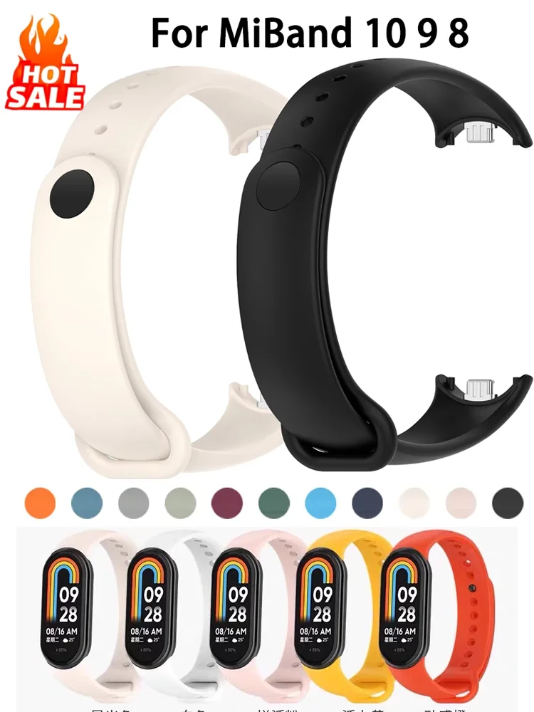 Sport Watch band For Xiaomi Mi band 10-NFC Strap Replacement miband10 Bracelet silicone waterproof smart mi band 9-8 Accessories