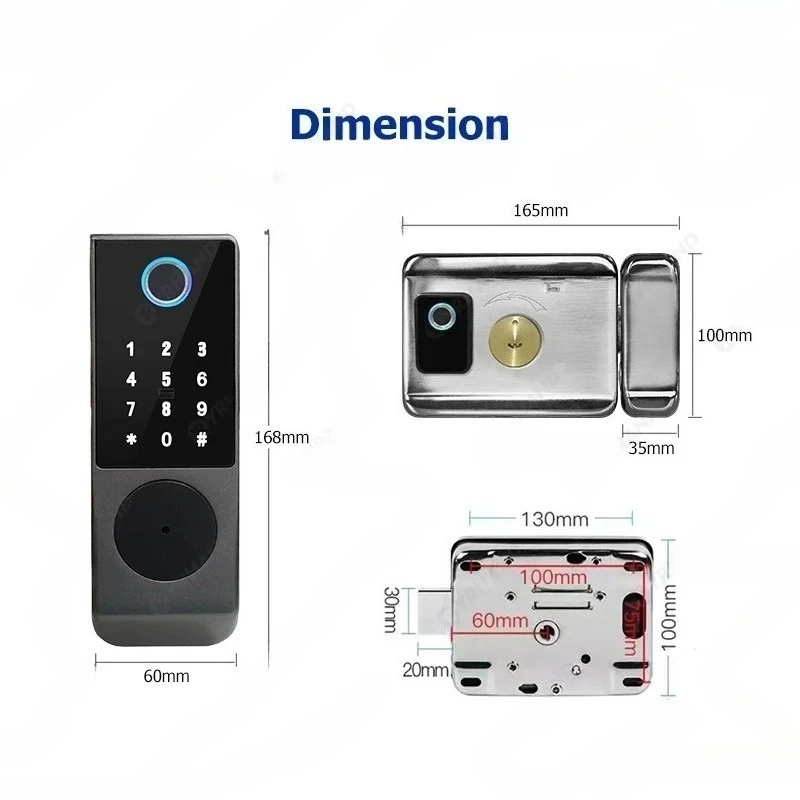 Tuya Smart lock Waterproof Wifi Double Fingerprint Lock Smart Card Digital Code Electronic Door Lock For Home Security Mortise