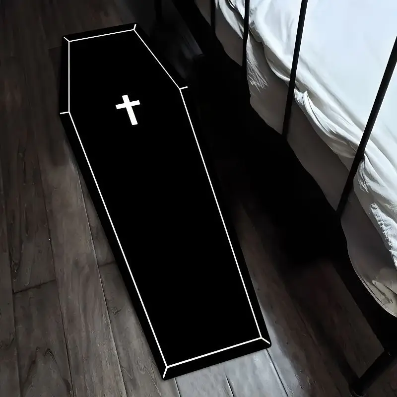 VIKAMA Gothic Alien Coffin Carpet Non-Slip Area Rug Spooky UFO Cat Floor Mat Halloween Kitchen Bedroom Home Decor