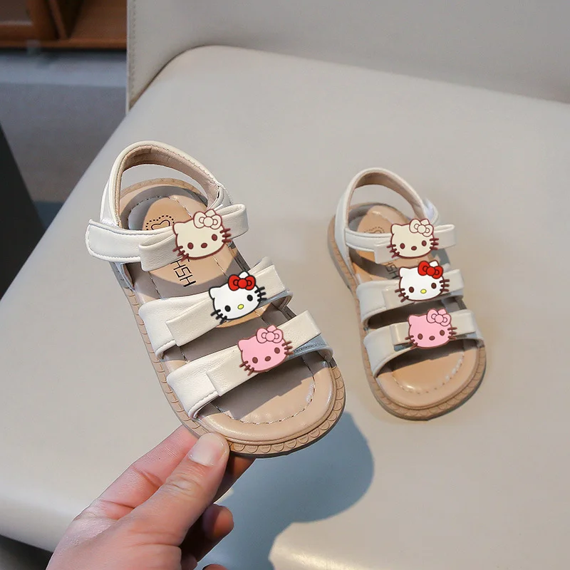 

Sanrio hello kitty summer new girls sandals girls bow princess beach shoes children fashion soft sole toddler shoes