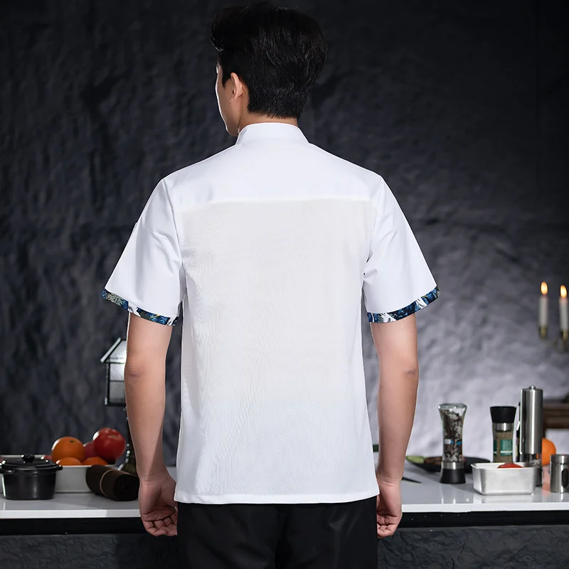 Chef Uniform Shirts Short Sleeve Restaurant Cook Jacket Men Work Wear Waiter Women Professional Kitchen Jacket Cook Clothes Top