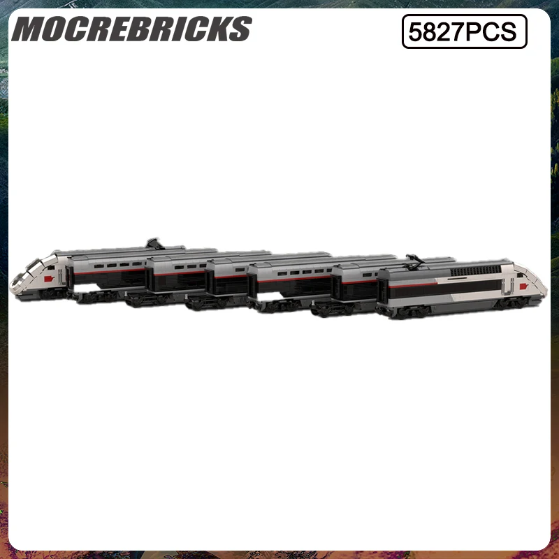 MOC City Series TGV Duplex Carmillon Train Building Blocks Model DIY Creative Bricks Toys Children's Educational Christmas Gifts