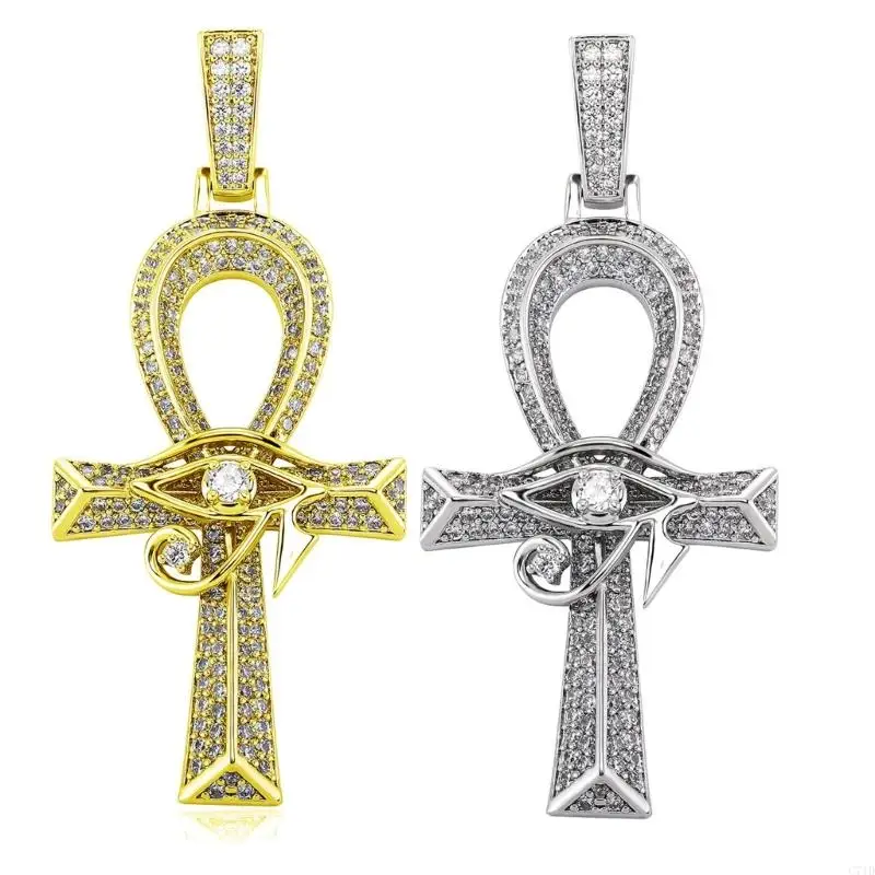 Elegant Eye of Horu Crosses Pendant Keychain Charm Sturdy Brass Fashion Accessory for Trendy Women Ladies Daily Use