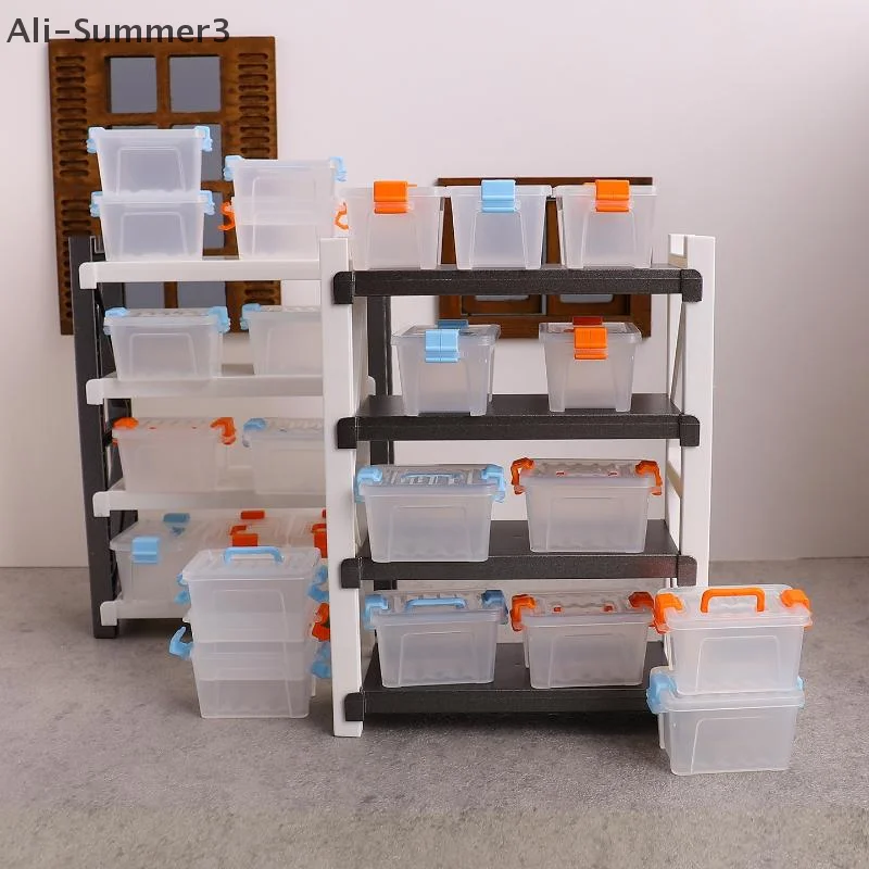 5Pcs Puppenhaus Mini Lagerung Box Klar Toolbox Modell Puppenhaus Hause Dekoration Puppen Haus Micro Szene Dekor Requisiten