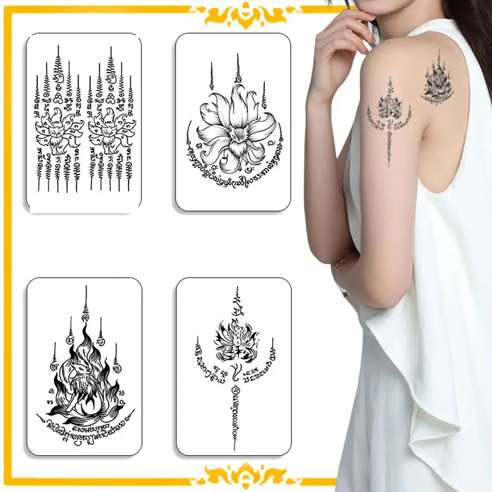 التايلاندية النصي العشبية عصير الوشم ملصق التايلاندية النصي الوشم الرموز مقاوم للماء طويلة الأمد شبه دائمة الأزهار كم الوشم #5