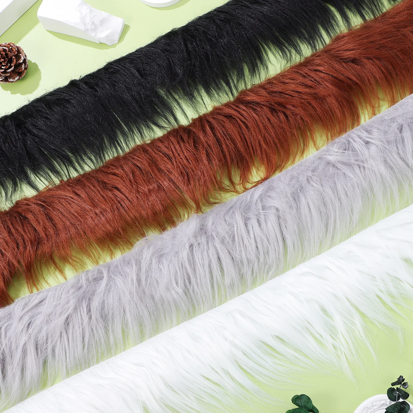 

4 Pcs Faux Fur Strips Comfortable Fur Ribbon Artificial Fabric Home Decor Sewing Accessories