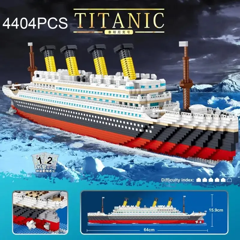 Blocs de construction Titanic, bateau de croisière, Mini briques à assembler, modèles de jouets, Kits de décoration de bureau, cadeaux de noël pour enfants, 4404 pièces