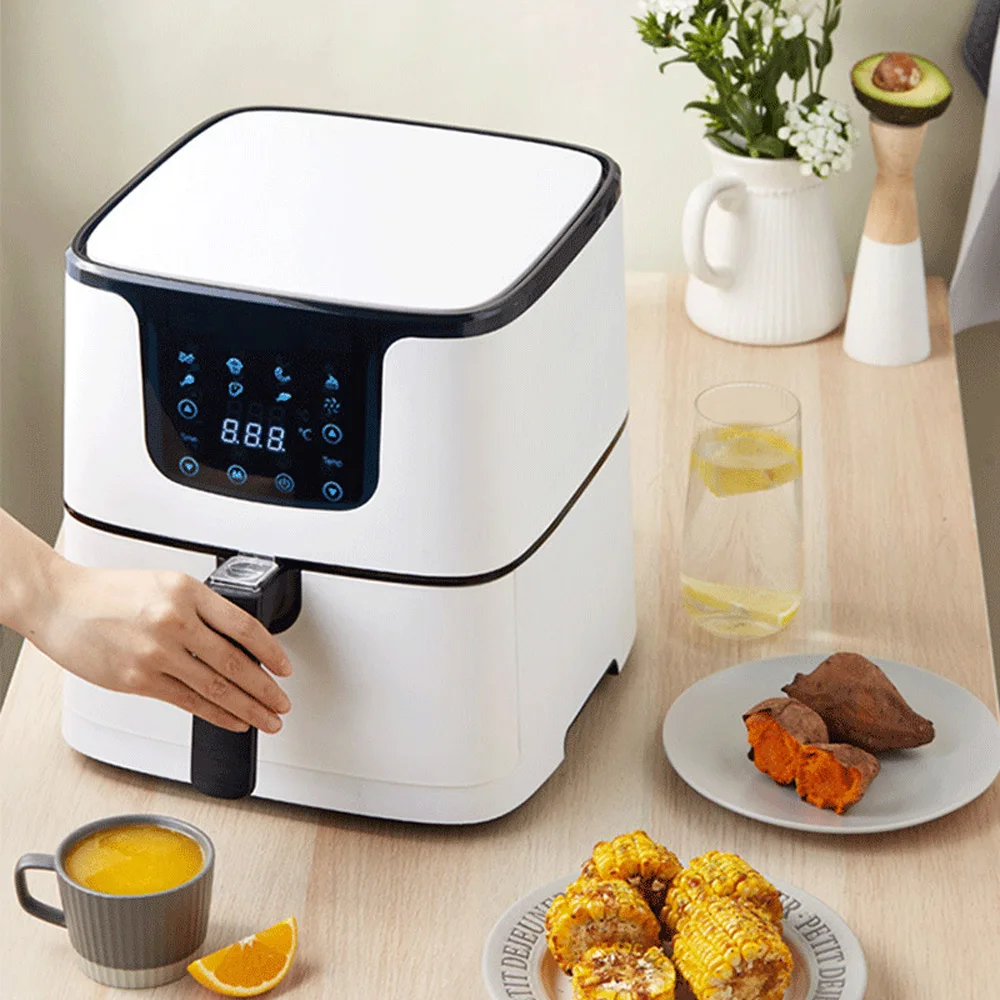 5.5L Automatic Electric Air Fryer Oil Free Chicken Fryer Large Capacity Smart Household French Fries Frying Machine