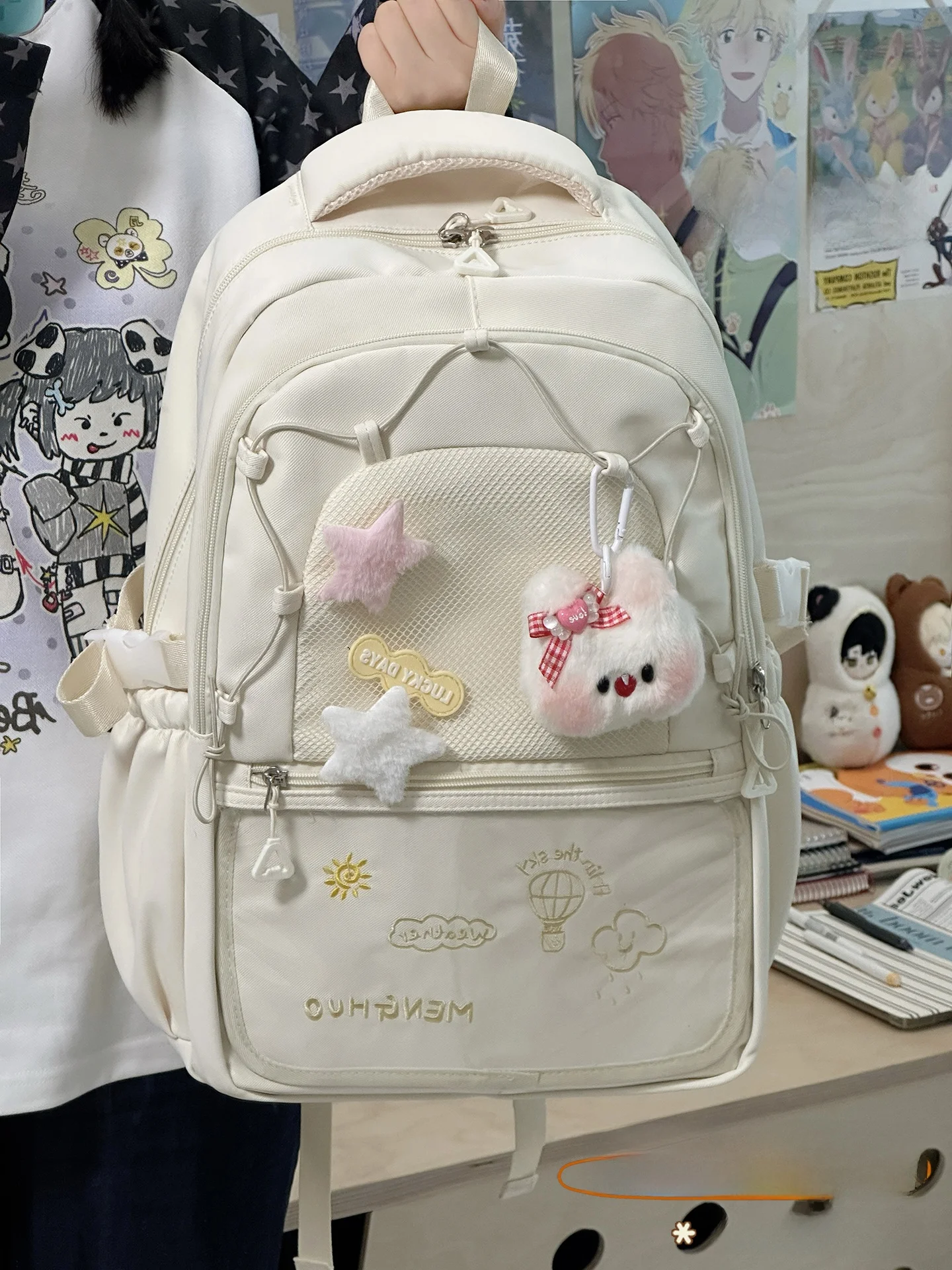 Casual Large Capaci Tea Par Sle Bapa für Junior High School Students Double Oulder Bag Sweet School Sle Soft Ma...