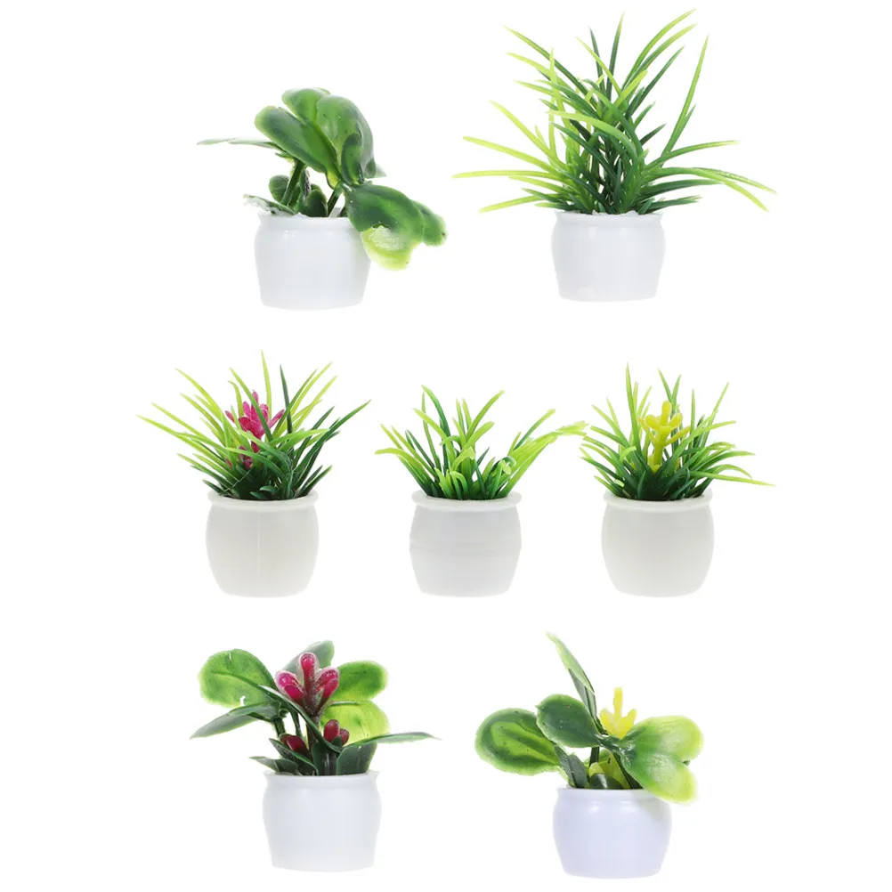 

7Pcs Miniature Potted Plant Decor Fine Crafted Artificial Bonsai Decors for Small House Decor Mini House Accessories Micro