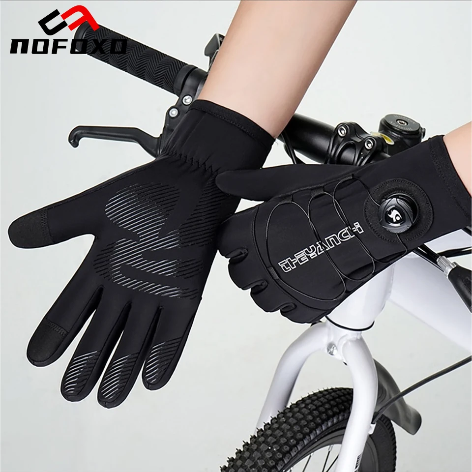 NOFOXO Outdoor Sports Running Ski Touch Screen Fleece Gloves Thermal Full Finger Warm Windproof Waterproof Cycling Gloves
